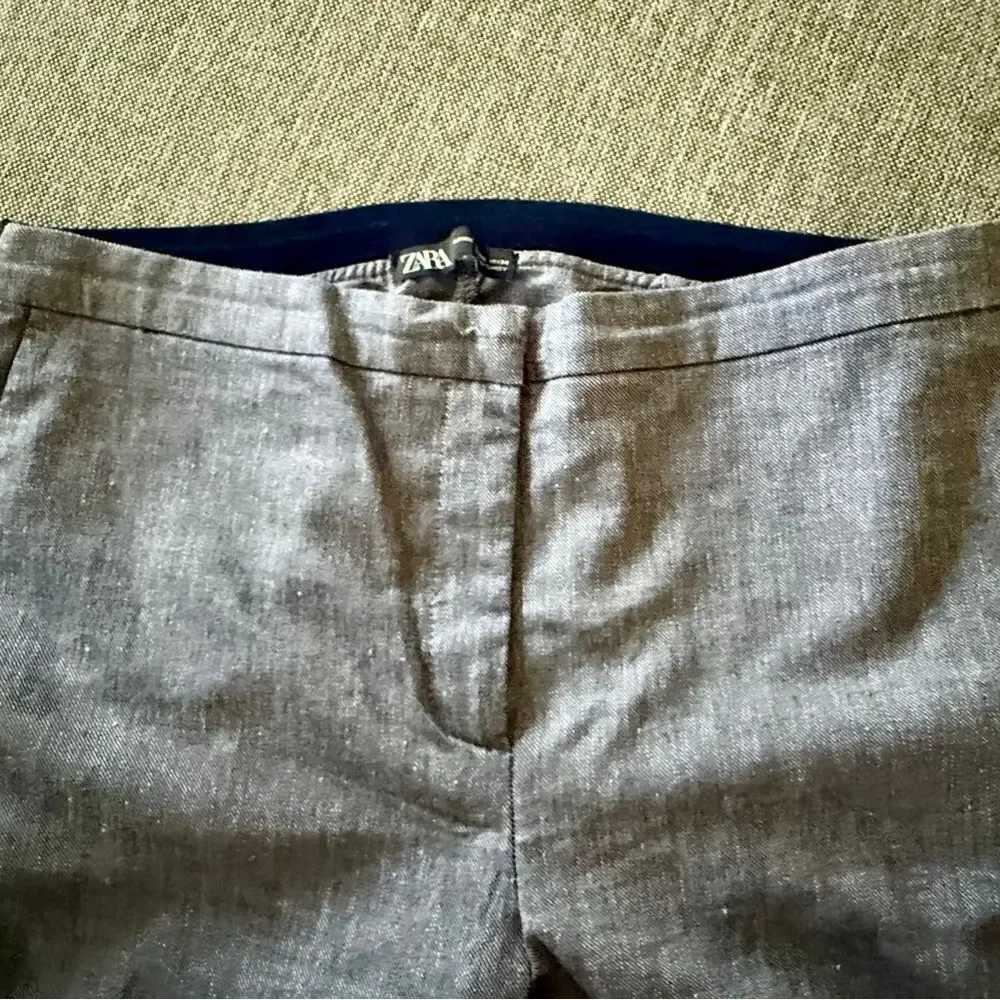 Zara cropped, linen blend pants, XL.